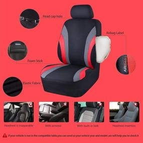 img 2 attached to CAR PASS Line Rider Sporty Car Seat Covers Full Set With 4Pcs Waterproof Car Floor Mats Universal Fit Airbag Compatible Automotive Interior Covers For Sedans Interior Accessories