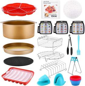 img 4 attached to Complete Set Of Air Fryer Accessories - 18 PCS With Recipe Cookbook And Liners For GoWISE, Ninja, COSORI, Cozyna, Philips 5.3-6 Qt - Dishwasher Safe And BPA-Free - Matte Gold Finish