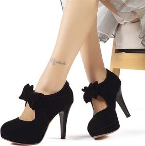 img 3 attached to 👠 Fashionable Vintage Womens Bowtie Platform Pumps - Elegant Footwear for Women