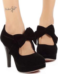 img 1 attached to 👠 Fashionable Vintage Womens Bowtie Platform Pumps - Elegant Footwear for Women