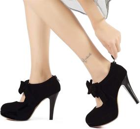 img 2 attached to 👠 Fashionable Vintage Womens Bowtie Platform Pumps - Elegant Footwear for Women