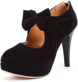 img 4 attached to 👠 Fashionable Vintage Womens Bowtie Platform Pumps - Elegant Footwear for Women