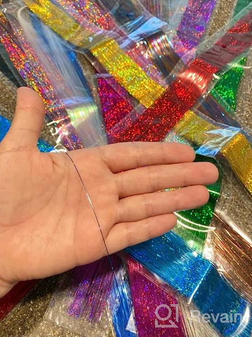 img 1 attached to BARSDAR Hair Tinsel Kit With Tool, 12 Colors 2400 Strands Shiny Tinsel Hair Extensions Fairy Glitter Sparkling Hair For Women Colorful Hair Highlights For Christmas Halloween Cosplay Party review by Joseph Castillo