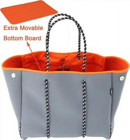 img 2 attached to QOGiR Neoprene Beach Bag Tote With Zipper Pocket - Perfect For The Beach, Pool Or Travel!