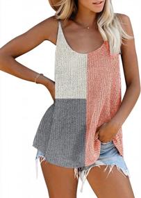 img 4 attached to Colorblock Knit Sleeveless Tank Tops For Women - Stylish & Flowy Scoop Neck Casual Shirts With Strappy Detailing, Perfect For Office - Available In Sizes S-2XL By BLENCOT