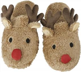 img 3 attached to Cute And Cozy: Holiberty Women'S Memory Foam Reindeer Slippers For Warm Winter Feet