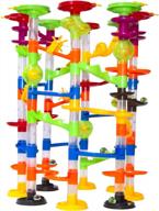 168pcs gifts2u stem learning educational construction marble run toy set - includes 136 translucent plastic pieces and 32 glass marbles - fun parent-child game and building block toy logo