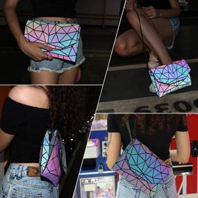 img 3 attached to Geometric Handbag Luminous Holographic Shopping Women's Handbags & Wallets : Wallets