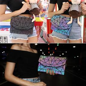 img 2 attached to Geometric Handbag Luminous Holographic Shopping Women's Handbags & Wallets : Wallets