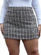 chic plaid button tweed skirt for plus size women - perfect for casual wear and high waist style logo
