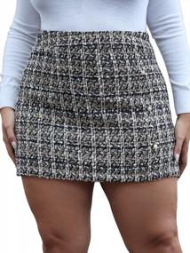 img 4 attached to Chic Plaid Button Tweed Skirt For Plus Size Women - Perfect For Casual Wear And High Waist Style