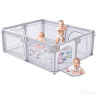 bojoy baby playpen (73x61x27inch) - extra large kids safe play center for babies and toddlers, sturdy play yard for toddlers, children's fences play area (grey) логотип