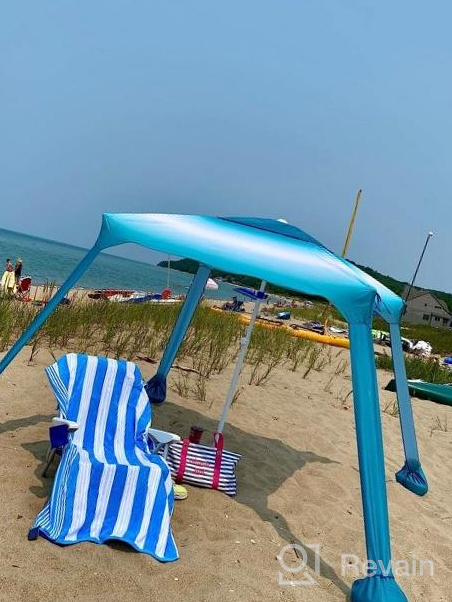 img 1 attached to 6.2'×6.2' AMMSUN Beach Cabana Canopy Tent With Sand Pockets, Easy Set Up And Take Down, Instant Sun Shelter With Privacy Sunwall - Sky Blue review by Miguel Yurco