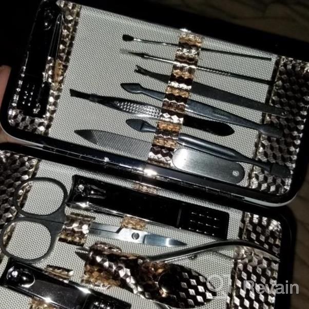 img 1 attached to Rose Gold Professional Nail Clippers Set, 12Pcs Manicure Kit Stainless Steel Pedicure Grooming Kit With Travel Case For Women review by Mike Barnes