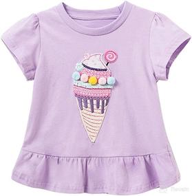 img 4 attached to 🦄 Toddler Baby Girl Ruffle Sleeve Cotton T Shirts: Adorable Unicorn Dinosaur Tank Tops