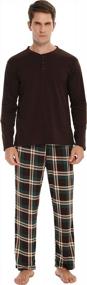img 4 attached to Stay Cozy All Night: Vlazom Men'S Long Sleeve Cotton Pajama Sets With Plaid Fleece Pants