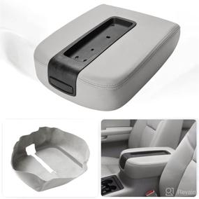 img 4 attached to Gray Vinyl Microfiber Leather Console Replacement for Chevy Silverado, Tahoe, Suburban, Avalanche & GMC Yukon, Sierra 2007-2013 - KBH Auto Center Console Armrest Cover