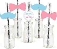 🎀 vibrant baby gender reveal paper straw decor - striped decorative straws - pack of 24 for unforgettable baby showers! logo