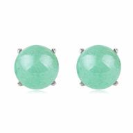 small natural green jade stud earrings for women in sterling silver - hypoallergenic and lucky jewelry for graduation, birthday, anniversary holidays (6.5mm sphere, light green) logo