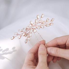 img 3 attached to Yean Wedding Hair Pins Rhinestone Crystal Bridal Hair Accessories Fashion Hair Piece For Women And Girls (Rose Gold)