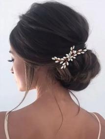 img 4 attached to Свадебные заколки для волос Yean со стразами и кристаллами, свадебные аксессуары для волос, модные аксессуары для волос для женщин и девочек (розовое золото)