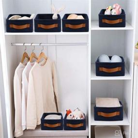 img 1 attached to 🧺 Small Decorative Storage Baskets for Organizing Bathroom - Narrow Felt Fabric Clothes Storage Box, Clothing Organizer for Shelves, Dog Toy Basket - Navy Blue