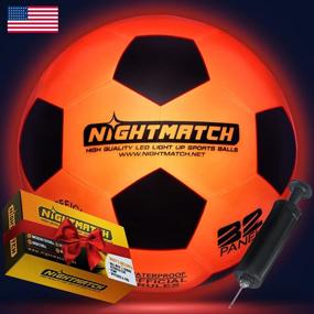 img 4 attached to Официальный размер 5 светодиодный футбольный мяч - NightMatch Светящийся в темноте водонепроницаемый мяч с двумя яркими светодиодами, в комплекте дополнительный насос и батарейки.