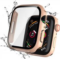 i.valux 2 pack hard pc case with tempered glass screen protector compatible with apple watch series 7 41mm,waterproof hd ultra-thin,touch sensitive, iwatch full protective cover for women(gold) logo