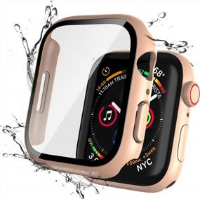 img 4 attached to I.VALUX 2 Pack Hard PC Case With Tempered Glass Screen Protector Compatible With Apple Watch Series 7 41Mm,Waterproof HD Ultra-Thin,Touch Sensitive, IWatch Full Protective Cover For Women(Gold)