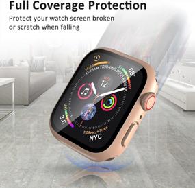 img 3 attached to I.VALUX 2 Pack Жесткий чехол для ПК с защитой экрана из закаленного стекла, совместимый с Apple Watch Series 7 41 мм, водонепроницаемый ультратонкий HD, сенсорный, полный защитный чехол IWatch для женщин (золото)