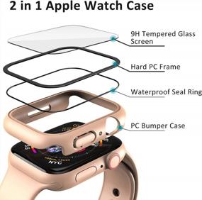img 1 attached to I.VALUX 2 Pack Жесткий чехол для ПК с защитой экрана из закаленного стекла, совместимый с Apple Watch Series 7 41 мм, водонепроницаемый ультратонкий HD, сенсорный, полный защитный чехол IWatch для женщин (золото)