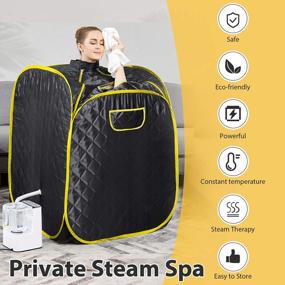 img 3 attached to 2.5L Foldable Steam Sauna Portable Indoor Home Spa Relaxation With 60 Minute Timer And Chair Remote - Himimi New Upgrade (Square, Yellow)