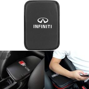 img 4 attached to 🚗 Liusu Fit Infiniti Center Console Pad, Car Armrest Seat Box Cover Protector with Carbon Fiber Leather Design Decoration Cushion - Compatible with All Infinity Series Models - Enhances Auto Interiors