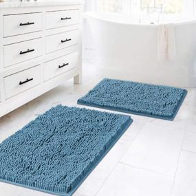 img 4 attached to Soft & Non-Slip H.VERSAILTEX Dark Teal Bath Mats - 2 Pack (20" X 32"/17" X 24") For Kitchen/Living Room