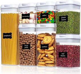 img 4 attached to 🍽️ BPA Free Plastic Cereal Containers, Vtopmart 7-Piece Airtight Food Storage Containers with Easy Lock Lids for Kitchen Pantry Organization and Storage - Includes 24 Labels