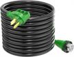 rvguard 50 amp 50 foot rv power cord, 14-50p to ss2-50r generator extension cord, heavy duty stw cord with led power indicator and cord organizer, green, etl listed logo