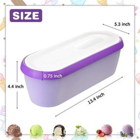 img 3 attached to 🍨 Set of 2 Ice Cream Storage Containers with Lids - 2.5 Quarts Homemade Ice Cream Tubs, Reusable Cream Containers with Non-Slip Base - Freezer Storage Containers in Green and Purple