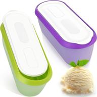 🍨 set of 2 ice cream storage containers with lids - 2.5 quarts homemade ice cream tubs, reusable cream containers with non-slip base - freezer storage containers in green and purple логотип