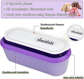 img 2 attached to 🍨 Set of 2 Ice Cream Storage Containers with Lids - 2.5 Quarts Homemade Ice Cream Tubs, Reusable Cream Containers with Non-Slip Base - Freezer Storage Containers in Green and Purple