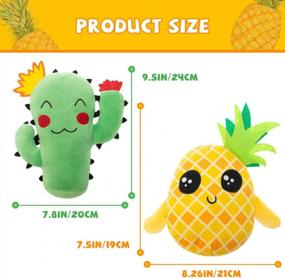 img 3 attached to 2-In-1 Plush Dog Chew Toys For Small To Large Dogs - PUPTECK Pineapple & Cactus Stuffed Squeaky Fetch & Tug Interactive Toy Set (2 Pack)
