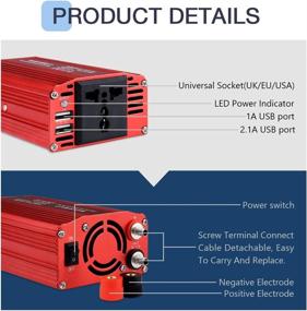 img 2 attached to 💡 High-efficiency 300W Power Inverter: DC 12V to 110V AC with Dual USB Charging Ports (3.2A)