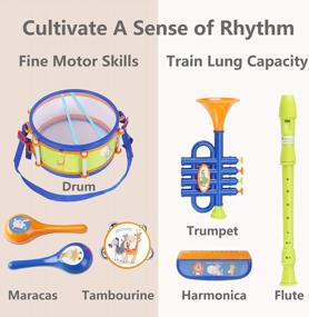 img 1 attached to IPlay, ILearn Toddler Musical Instruments Toys, Kids Drum Set, Baby Trumpet, Percussion, Harmonica, Maraca, Flute, Tambourine, Birthday Gifts For 18 Months Olds Ages 2 3 4 5 Years Boys Girls Children