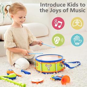 img 3 attached to IPlay, ILearn Toddler Musical Instruments Toys, Kids Drum Set, Baby Trumpet, Percussion, Harmonica, Maraca, Flute, Tambourine, Birthday Gifts For 18 Months Olds Ages 2 3 4 5 Years Boys Girls Children