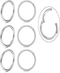 img 4 attached to Small Hoop Earrings With 18K Gold Plating For Earlobe, Cartilage, And More - Endless Hinged Surgical Steel Jewelry For Rook, Daith, Conch, Nose, Lip Piercings