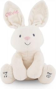 img 3 attached to DIBSIES Персонализированная плюшевая игрушка Peek A Boo Bunny с анимацией - идеальный подарок для детей!