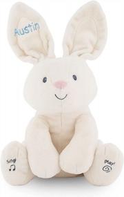 img 4 attached to DIBSIES Персонализированная плюшевая игрушка Peek A Boo Bunny с анимацией - идеальный подарок для детей!