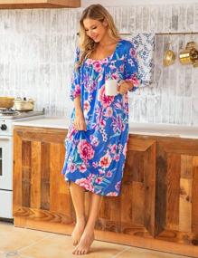 img 2 attached to Bloggerlove Women'S Half Sleeve Moomoo House Dress Print Duster Housecoat With Pockets - Perfect Patio Dress, Available In S-XXL Sizes