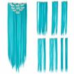 get party-ready with swacc's 7 pcs full head teal blue hair extensions - 22-inch clip-on synthetic hairpieces with colored hair streaks logo