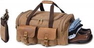 oversized genuine leather weekend bag: kemy's canvas duffle for men & women logo