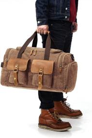 img 3 attached to Oversized Genuine Leather Weekend Bag: Kemy'S Canvas Duffle For Men & Women